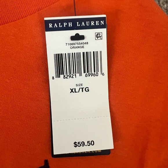BRAND NEW Polo by Ralph Lauren Men's Xtra Large Bright Orange Tee Shirt - Picture 4 of 6